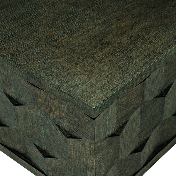 Bernhardt Bernhardt Linea Square Cocktail Table — Cerused Charcoal Oak, Faceted Veneer, Casters, Rustic Modern Elegance 384011B