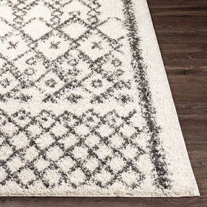Livabliss Taza Plush Shag Area Rug Soft Polypropylene Pile for Bedroom or Living Room Cream, Charcoal 5'2" x 7' TZS2301-527