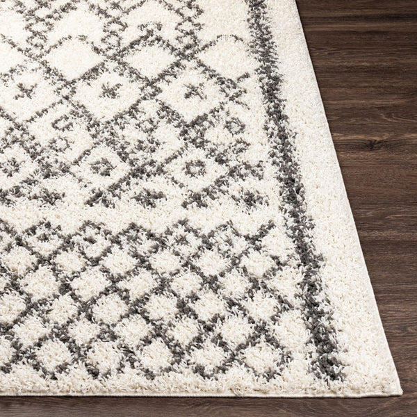 Livabliss Taza Plush Shag Area Rug Soft Polypropylene Pile for Bedroom or Living Room Cream, Charcoal 5'2" x 7' TZS2301-527