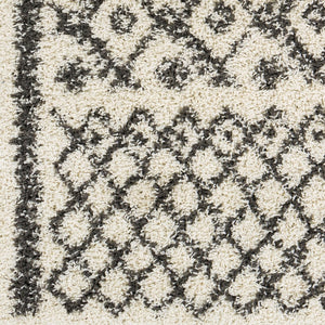 Livabliss Taza Plush Shag Area Rug Soft Polypropylene Pile for Bedroom or Living Room Cream, Charcoal 5'2" x 7' TZS2301-527