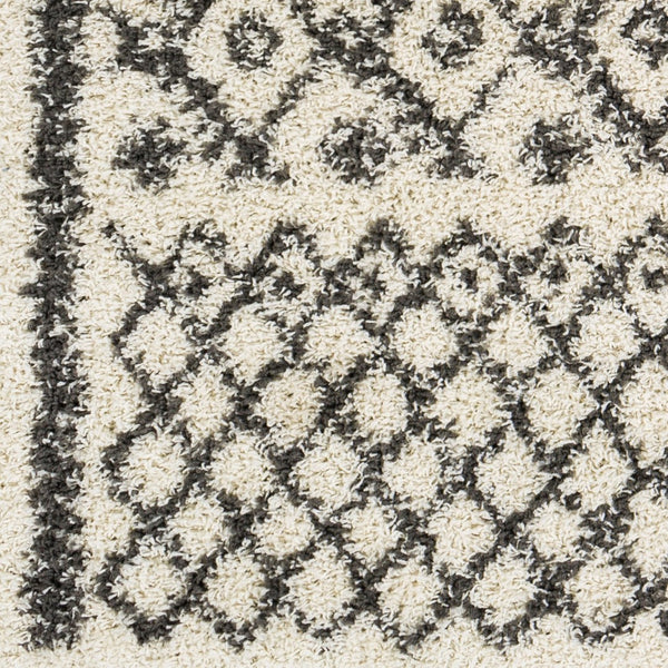 Livabliss Taza Plush Shag Area Rug Soft Polypropylene Pile for Bedroom or Living Room Cream, Charcoal 5'2" x 7' TZS2301-527