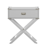 Homelegance By Top-Line Spencer X-Base Wood Accent Campaign Table White Wood