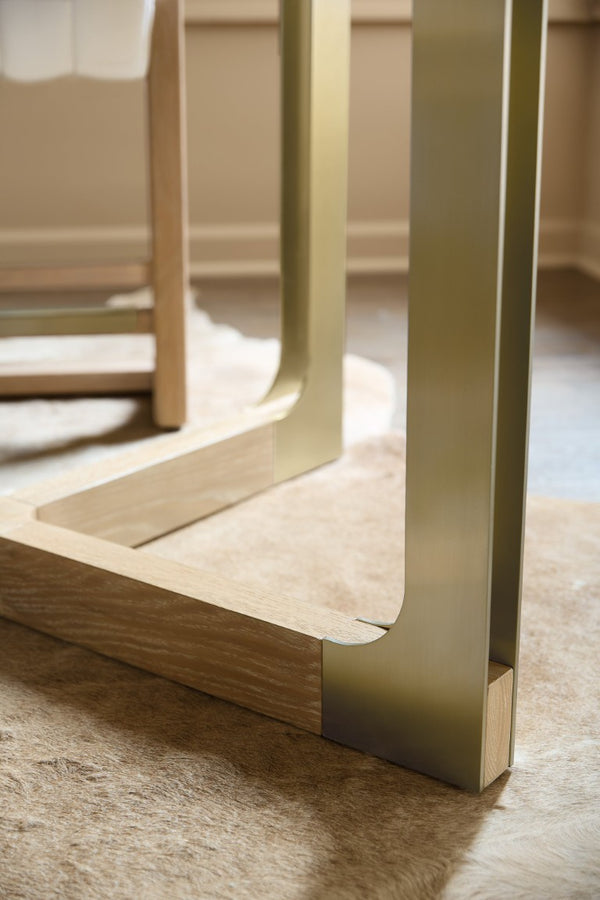 Hooker Furniture Banyon Counter-Height Gathering Table With Desert Oak Wire‑Brushed Top And Brushed Brass Legs For Stylish Dining 6081-75206-82