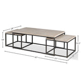 Parker House Crossings Monaco Rectangular Nesting Cocktail Table Weathered Blanc Solid Mango MON#01