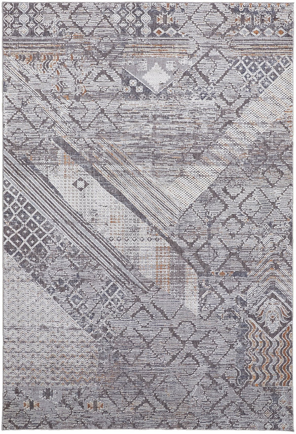 Feizy Rugs Francisco Abstract Geometric Rug - Transitional Southwestern Design For A Stylish Living Space Ivory,Gray Polyester,Polypropylene Fra39ggfivygryf00