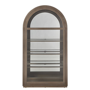 Hooker Furniture Arch Curio Cabinet With Glass Sliding Door – Elegant Arched Design For Sophisticated Living Spaces Brown Oak Veneer P021787