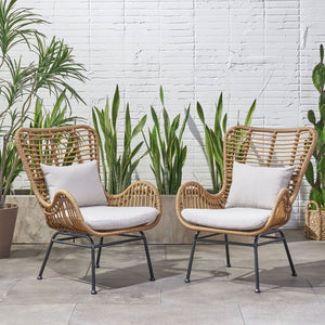 English Elm Tapscott All-weather Rattan Outdoor Accent Chairs Set of 2 with Cushions 65044.00LBRN