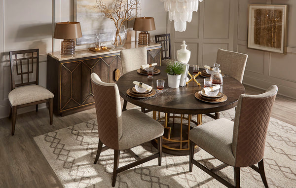 A.R.T. Furniture Set Of 2 - Woodwright Racine Transitional Upholstered Accent Chair In Lloyd Brown With Quilted Leather Detail - Set Of 2 Brown, Gray Parawood Solids,Quarter Sawn White Oak Veneer,Quilted Top,Grain Leather,And Upholstery 253206-2315