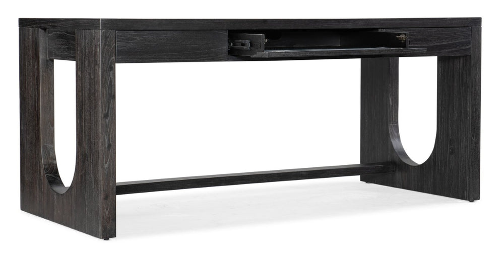 Hooker Furniture Commerce Mindi Writing Desk With Black Wood Grain Finish, 3 Drawers, Wire Management & Modular Storage 5899-10458-89
