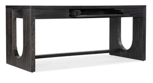 Hooker Furniture Commerce Mindi Writing Desk With Black Wood Grain Finish, 3 Drawers, Wire Management & Modular Storage 5899-10458-89
