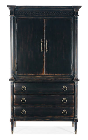 Hooker Furniture Charleston Elegant Jewelry Armoire With Black Cherry Patina, Cedar-Lined Drawer & Felt Lined Hooks 6750-90014-97