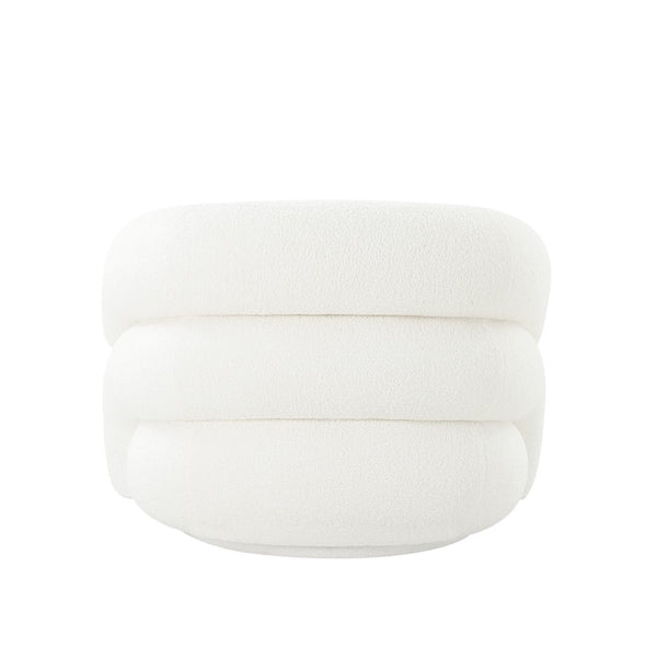 Pasargad Home Azzurro Swivel Chair - Luxurious Boucle Fabric, Modern Design, 360-degree Comfort Ivory Boucle Pzw-50046