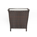 Christopher Knight Home® - Noble House - Weston Outdoor Wicker Side Table with Glass Top