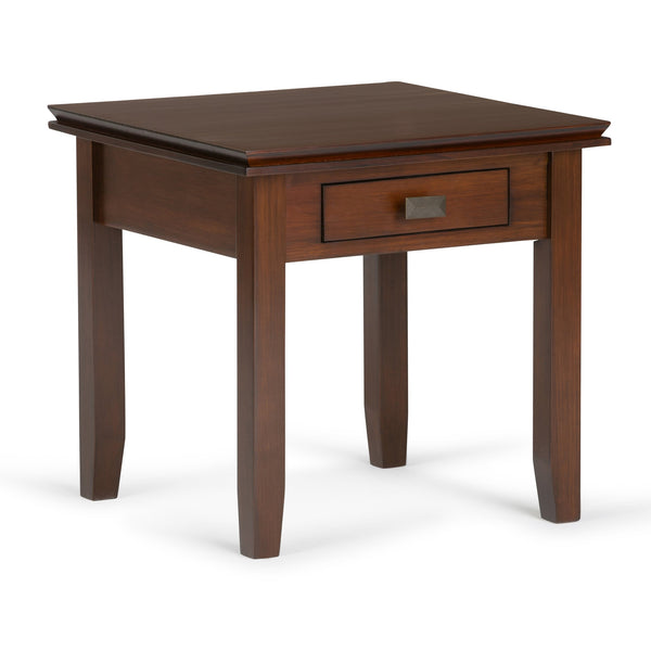 English Elm Artisan End Table - Handcrafted Russet Brown Solid Wood With Drawer For Versatile Living Space Use B136P159464