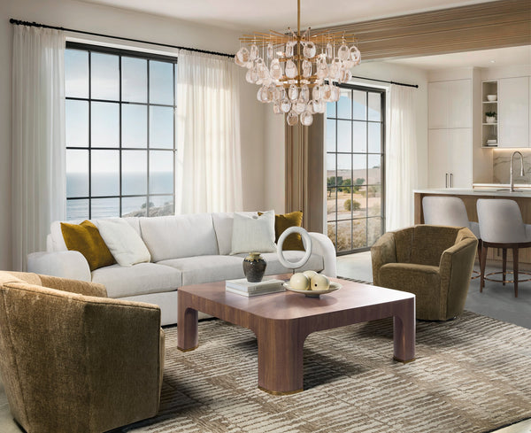 Hooker Furniture Eleana Square Walnut Veneer Cocktail Table with Bronze Accents for Modern Living 7252-80410-85