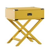 Homelegance By Top-Line Spencer X-Base Wood Accent Campaign Table Yellow Wood