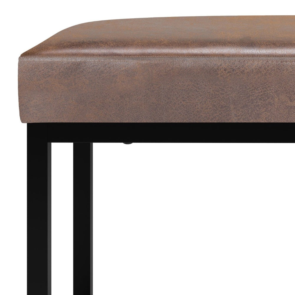 English Elm Reynolds Small Bench - Modern Distressed Chestnut Brown Faux Leather For Stylish Comfort & Storage B136P159252-GIGA