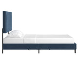 Homelegance By Top-Line Terrell Black Finish Frame with Velvet Fabric Platform Bed Blue Velvet