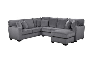 Porter Designs Porter Augusta Soft Gray Chenille Sectional Sofa With Reversible Cushions & Elegant Track Arms Gray Fabric 01-207c-12u-1743-kit