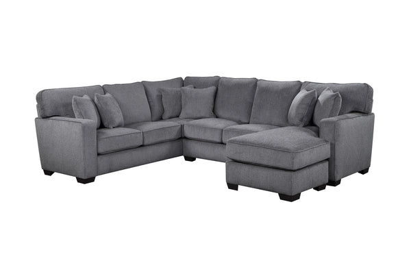 Porter Designs Porter Augusta Soft Gray Chenille Sectional Sofa With Reversible Cushions & Elegant Track Arms Gray Fabric 01-207c-12u-1743-kit