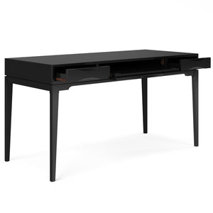 English Elm Harper Black Desk - Handcrafted Mid-Century Charm With Storage, Perfect For Home Office & Gaming B136P158718