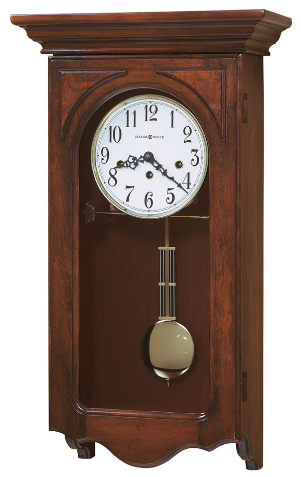 Hekman Furniture 620445 Jennelle Wall Clock - Antique Windsor Cherry Clock With Chiming Pendulum & Elegant Design Windsor Cherry Jennelle Wall Clock 620445