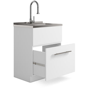 English Elm Metro 28" Compact Laundry Cabinet With Stainless Steel Sink & High-Arch Faucet For Utility Spaces B136P158806