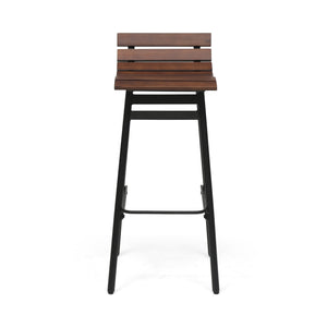 English Elm Christopher Knight Home® - NORDIC Camron 35" Wooden Barstool Set of 2 - 29.25" Seat Height, Acacia Wood & Iron, Dark Brown/Black Finish 65564.00DBRN