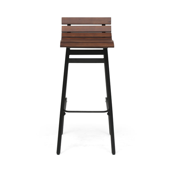 English Elm Christopher Knight Home® - NORDIC Camron 35" Wooden Barstool Set of 2 - 29.25" Seat Height, Acacia Wood & Iron, Dark Brown/Black Finish 65564.00DBRN