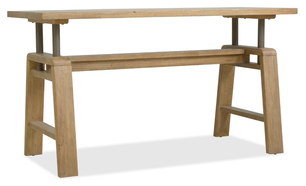 Hooker Furniture Kalamazoo Aged Oak Drafting Desk With Metal Frame — Elevated Counter Height, Rustic Industrial Style 6062-10458-80