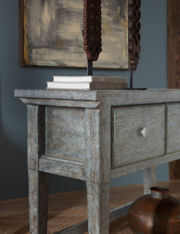 Hooker Furniture Commerce Belgian Stonewashed Console Table With Soft-Close Drawers, Tapered Legs, Pine Veneer Charm 7228-85097-45