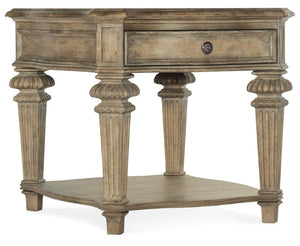 Hooker Furniture Castella Old World End Table With Drawer & Shelf, Antique Slate Finish, Distressed Resort Charm 5878-80113-80