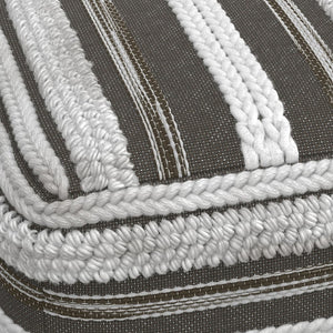 English Elm Sommer Handcrafted Square Pouf Natural Fabric Woven Texture, Supportive Polystyrene Fill, Multiuse Seat Gray B136P159328