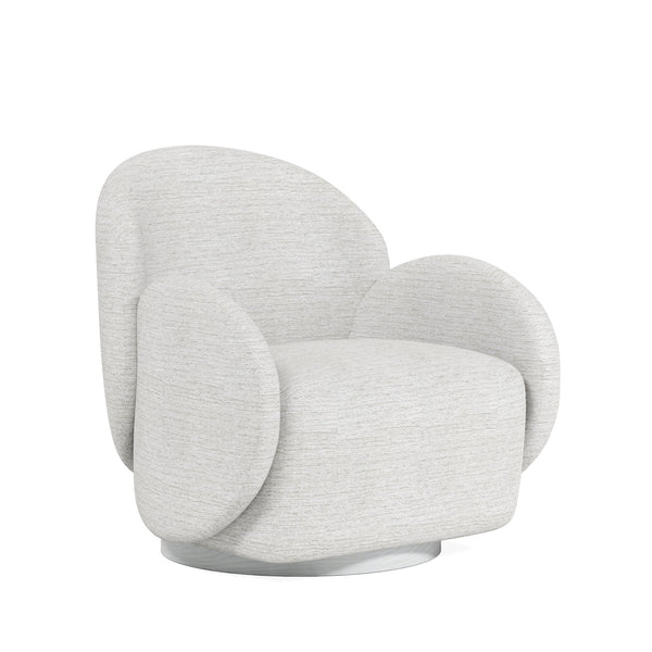 A.R.T. Furniture Rothko Swivel Chair - Contemporary Driftwood Barrel Design With Comfortable Foam Upholstery White Rubberwood Solids,Foam,Fabric,Metal 529516-5517