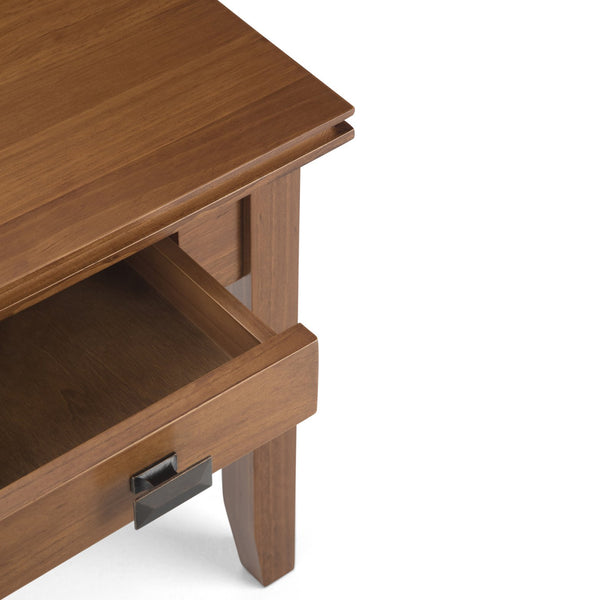 English Elm Artisan Honey Brown End Table - Handcrafted Wood Design With Storage For Versatile Living Spaces B136P158692