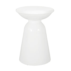 English Elm Serenita Outdoor Powder Coated Iron Pedestal Side Tables Sculptural Flared Set of Two White 73614.00WHI