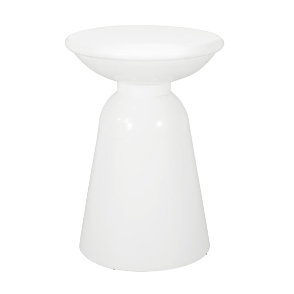English Elm Serenita Outdoor Powder Coated Iron Pedestal Side Tables Sculptural Flared Set of Two White 73614.00WHI