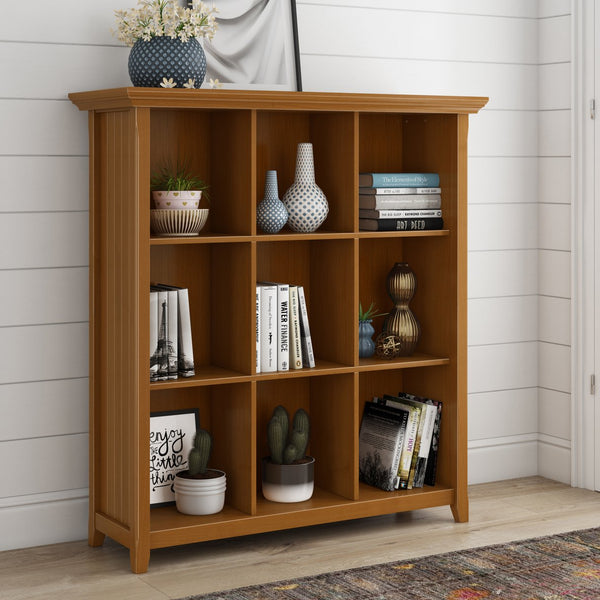 English Elm Acadian 9-Cube Bookcase & Storage Unit - Handcrafted Light Golden Brown With Timeless Design B136P158283