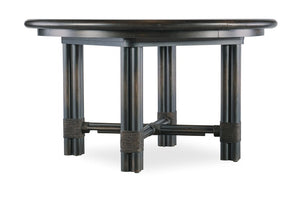 Hooker Furniture Retreat Pole Rattan Dining Table With 20" Extendable Leaf, Dune Oak Veneer, Coastal Style Appeal Dark Wood 6950-75201-99
