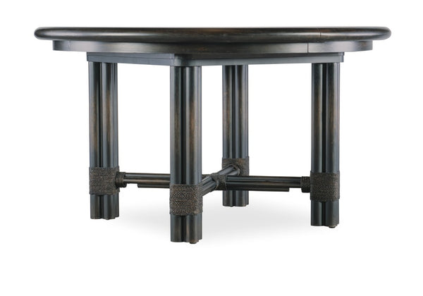 Hooker Furniture Retreat Pole Rattan Dining Table With 20" Extendable Leaf, Dune Oak Veneer, Coastal Style Appeal Dark Wood 6950-75201-99