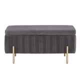 Homelegance By Top-Line Benicio Gold Finished and Grey Pleated Velvet Lift-Top Storage Bench Grey Velvet