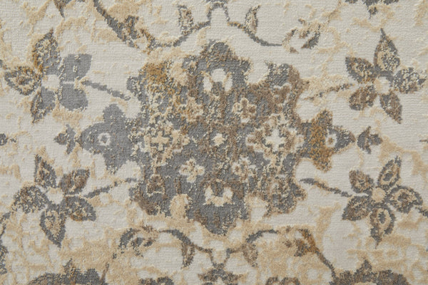 Feizy Rugs Celene Vintage Inspired Floral Rug – Traditional Elegance With Hand-knotted Look, Power Loomed Ivory,Tan,Gray Viscose,Polyester Cel39l0fbgegryj00