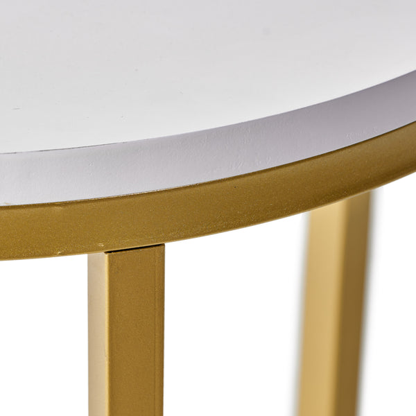 English Elm Christopher Knight Home® - END TABLE C-Shape Modern Glam Gold Frame with White Top, Durable Iron MDF Side Table for Sofa 68987.00