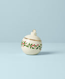 Lenox Holiday Ornament Candy Jar Red & Green, IVORY PORCELAIN 890765