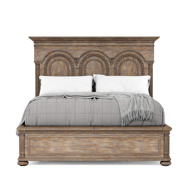 A.R.T. Furniture Architrave Elegant Bed With Cedar-lined Storage, Decorative Panels, And Fluted Roman Columns Brown Material, Pine Solids And Veneer 277135-2608