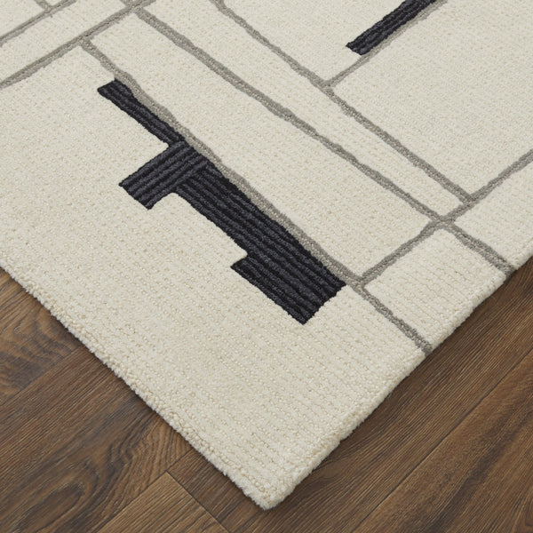 Feizy Rugs Maguire Hand-tufted Wool Area Rug With Geometric Patterns - Modern, Stain-resistant, Pet-friendly Design Ivory,Gray,Taupe Wool,Nylon Mgr8902fivyblkh00