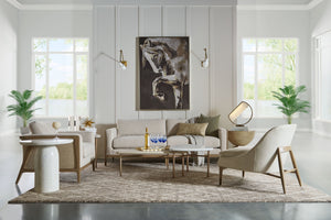 A.R.T. Furniture Cotiere Contemporary 2-piece Cocktail Tables Set With Wood & Terrazzo Tops, Bronze Metal Base Beige Parawood Solids,Mixed Split Cathedral Quarter,White Oak Veneer,Terrazzo Stone,Metal 299362-1243