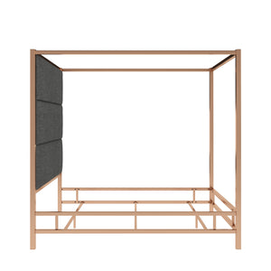 Homelegance By Top-Line Marcel Champagne Gold Canopy Bed with Linen Panel Headboard Champage Gold Metal