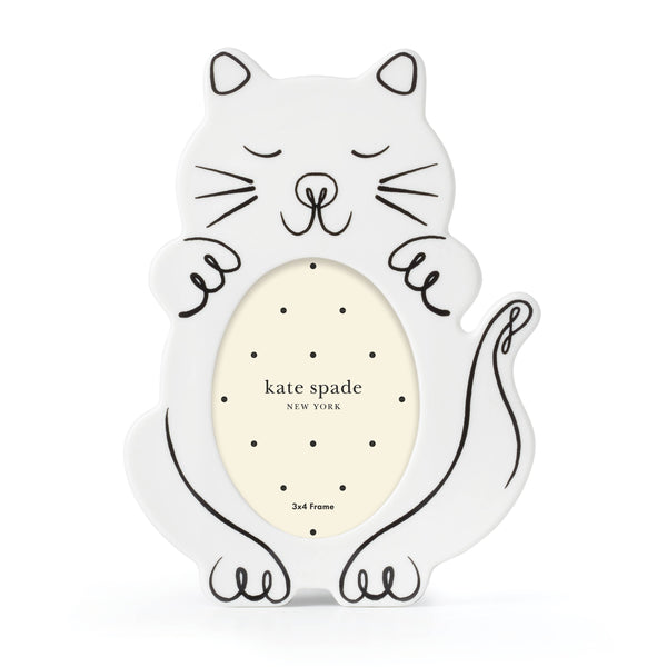 Lenox Kate Spade Wild Things 4x3 Cat Picture Frame OFF WHITE PORCELAIN 897465