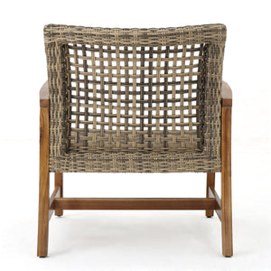 English Elm Christopher Knight Home® - Outdoor Acacia Wicker Club Chairs Set (2) - Natural/Grey Acacia Frame, 400 lb Capacity, All-Weather Comfort 60397.00WTC